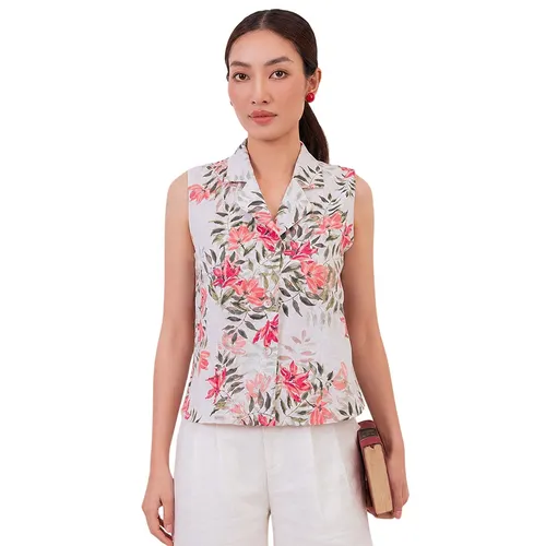 Áo Kiểu Nữ F2 Fashion & Freedom AK653-THD-S-0624 Màu Trắng Họa Tiết Đỏ Size S