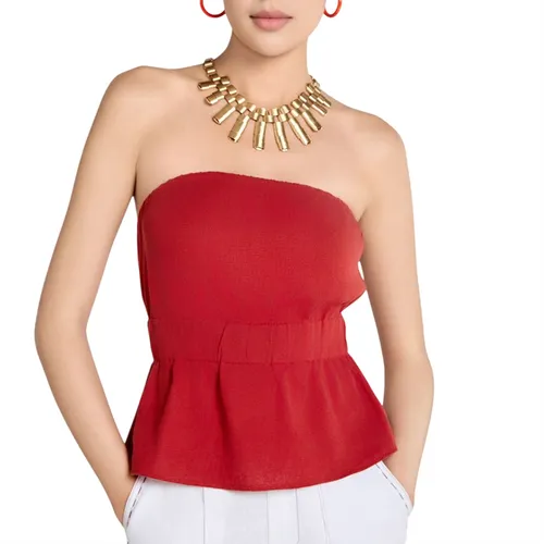 Áo Kiểu Nữ F2 Fashion & Freedom Red Orange Linen Blouse A Touch Of Effortless Elegance AK645-DC-S-0325 Màu Đỏ Cam Size S