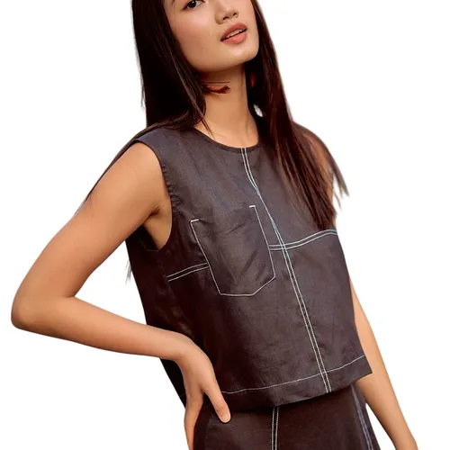 Áo Kiểu Nữ F2 Fashion & Freedom Summer Muse Black Linen Blouse AK520-D-S-0622 Màu Đen Size S