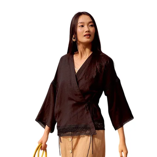 Áo Kiểu Nữ F2 Fashion & Freedom Summer Muse Black Silk Blouse AK521-D-S-0622 Màu Đen Size S