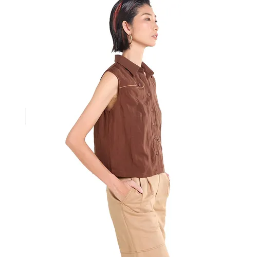Áo Kiểu Nữ F2 Fashion & Freedom Tender Drit AK654-ND-S-0525 Màu Nâu Đậm Size S