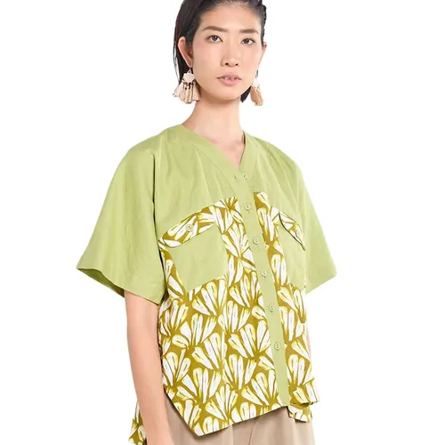Áo Kiểu Nữ F2 Fashion & Freedom Tender Drit AK657-XPHT-S-0525 Màu Xanh Phối Họa Tiết Size S