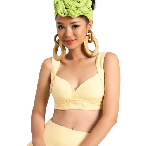Áo Kiểu Nữ F2 Fashion & Freedom Women's Linen Blouse In Yellow A Color Of Freedom AK599-V-S-0723 Màu Vàng Size S