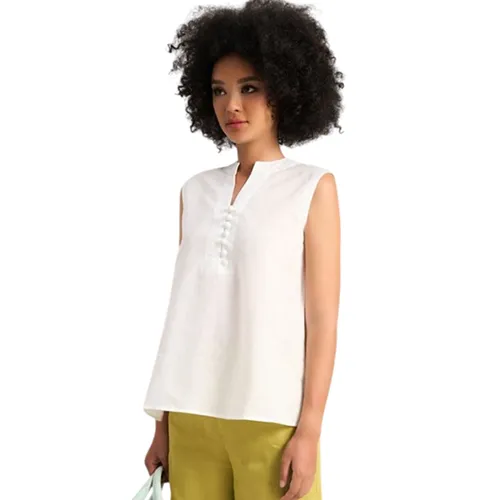 Áo Kiểu Nữ F2 Fashion & Freedom Women's White Linen Blouse Free Color AK593-T-S-0623 Màu Trắng Size S