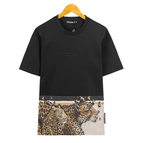 Áo Phông Nam Dolce & Gabbana D&G Leopard Print T-Shirt G8MQ0ZG7YSBHK2XU Màu Đen Size 44