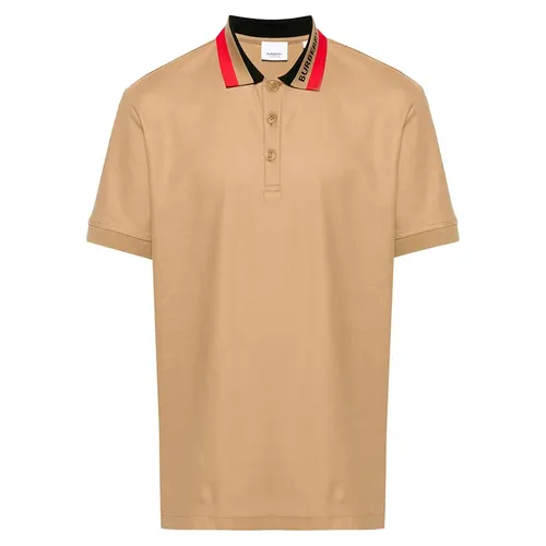 Áo Polo Nam Burberry Contrasting Collar Cotton Shirt Màu Nâu Camel Size XS