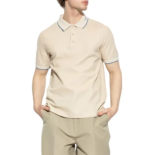 Áo Polo Nam Burberry Logo Collar Cotton In Calico Beige 81255211 Màu Be Size S