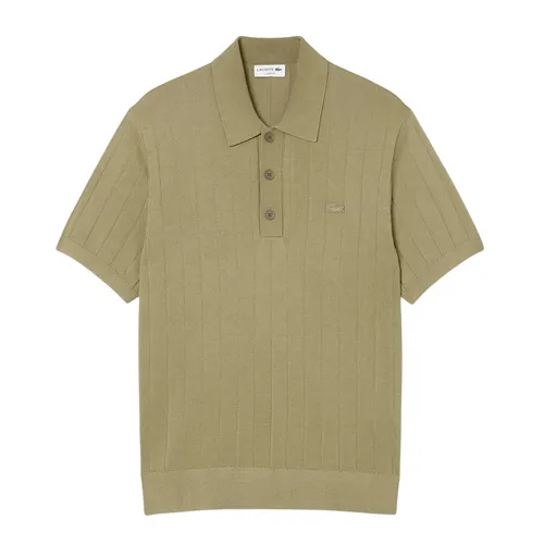 Áo Polo Nam Lacoste Men's Fluid Ribbed Knit Polo Collar Sweater AH5339 - E9F Màu Xanh Khaki Size 3