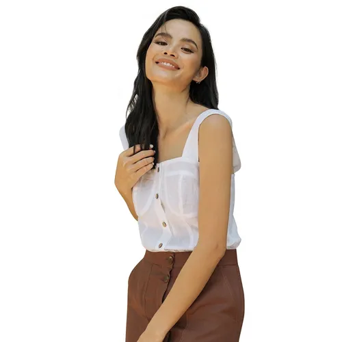 Áo Kiểu Cổ Vuông Nữ F2 Fashion & Freedom Linen Serect AK397-T-S-0520 Màu Trắng Size S