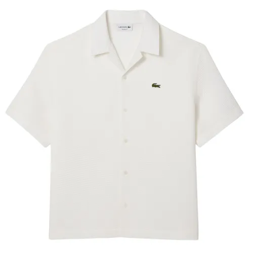 Áo Sơ Mi Cộc Tay Nam Lacoste Men's Relaxed Fit Waffle Texture Shirt CH9924 - 70V White Màu Trắng Size 40