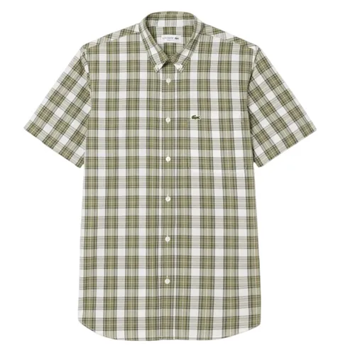 Áo Sơ Mi Cộc Tay Nam Lacoste Regular Fit Short Sleeved Shirt Green CH2509 - BIQ Màu Xanh Kẻ Size 40