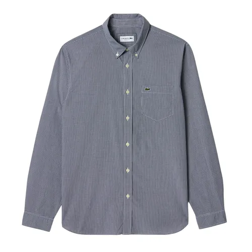 Áo Sơ Mi Dài Tay Nam Lacoste Men's Gingham Regular Fit Poplin Shirt CH5959 - 522 Màu Xám Size 38