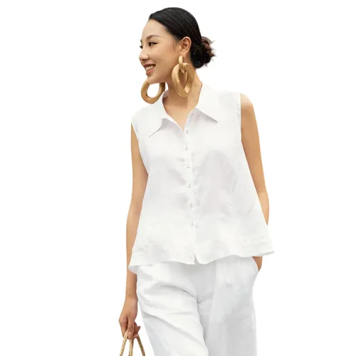 Áo Sơ Mi Kiểu Nữ F2 Fashion & Freedom Linen AK591-T-S-0723 Màu Trắng Size S