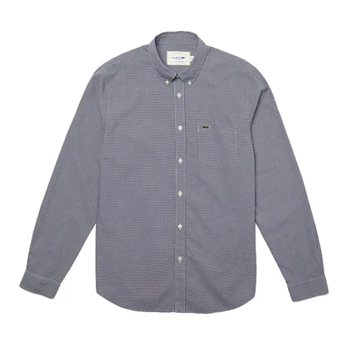 Áo Sơ Mi Nam Lacoste Cotton Poplin Gingham Check Shirt CH8425-522 Màu Xám Kẻ Size 38