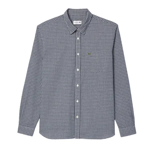 Áo Sơ Mi Nam Lacoste Men's Loose Fit Checked Shirt With Chest Pocket CH7548 KG2 Màu Xanh Navy Size 39