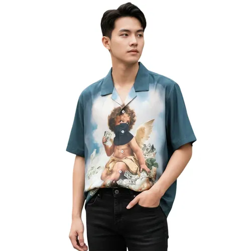 Áo Sơ Mi Nam Reason Clothing Multi RCS6FM-605 Màu Xanh Họa Tiết Size S