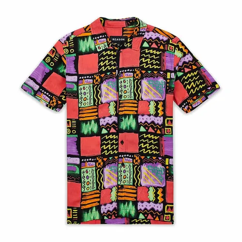 Áo Sơ Mi Nam Reason Clothing Multi A1-117 Adjust Allover Print Short Sleeve Shirt Phối Màu Size XS