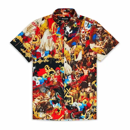 Áo Sơ Mi Nam Reason Clothing Multi SK-9 King Of Kings Short Sleeve Shirt Phối Màu Size XS