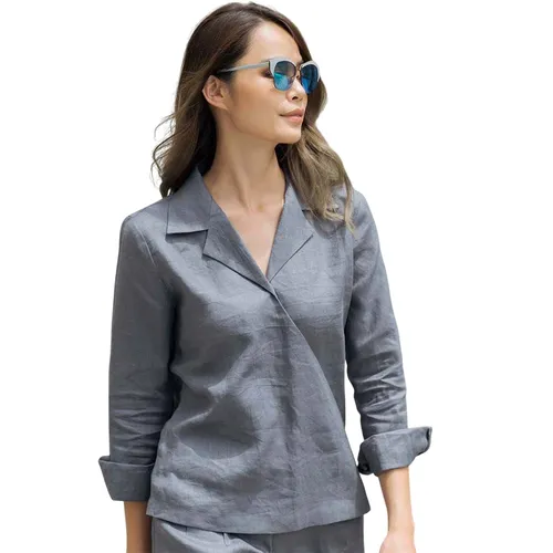 Áo Sơ Mi Nữ F2 Fashion & Freedom Linen Chu Du Phố AK384-XD-S-0420 Màu Xám Size S