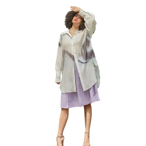 Áo Sơ Mi Nữ F2 Fashion & Freedom Linen Into The Wood AK634-THT-FREE-0524 Màu Trắng Họa Tiết