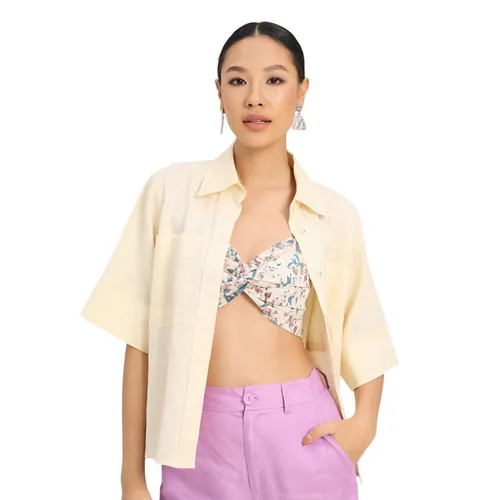 Áo Sơ Mi Nữ F2 Fashion & Freedom Linen The Art Of Styling AK609-V-S-0923 Màu Vàng Size S
