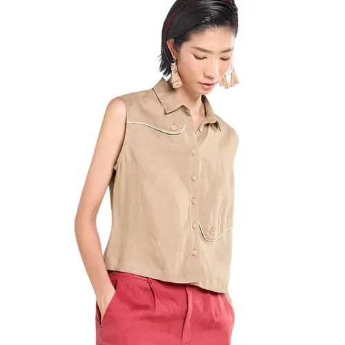 Áo Sơ Mi Nữ F2 Fashion & Freedom Tender Drit AK654-NN-S-0525 Màu Nâu Nhạt Size S