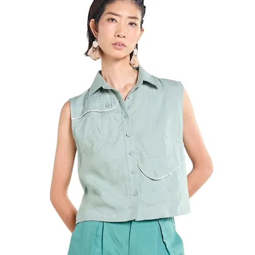 Áo Sơ Mi Nữ F2 Fashion & Freedom Tender Drit AK654-XVD-S-0525 Màu Xanh Ngọc Nhạt Size S