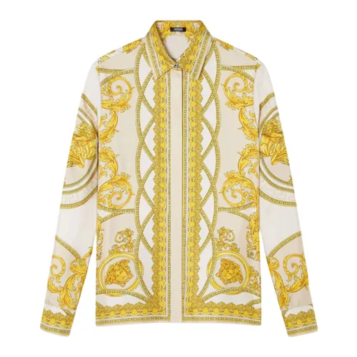 Áo Sơ Mi Nữ Versace 'Barocco' Print Silk Light Beige/Gold-tone 1001360 1A11528 5K520 Màu Vàng Size 40