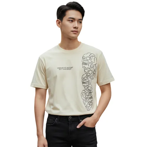 Áo Thun Nam Reason Khaki T-Shirt With Multiple Patterns F439 Màu Trắng Size XS