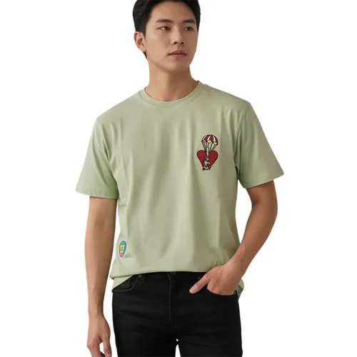 Áo Thun Nam Reason Clothing Olive Green T-Shirt With Multiple Patterns S130 Màu Xanh Lá Cây Size XS