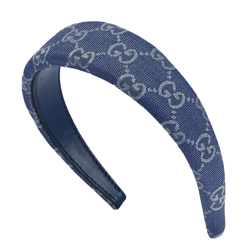 Băng Đô Cài Tóc Nữ Gucci Danny GG Canvas Headband Màu Xanh Denim
