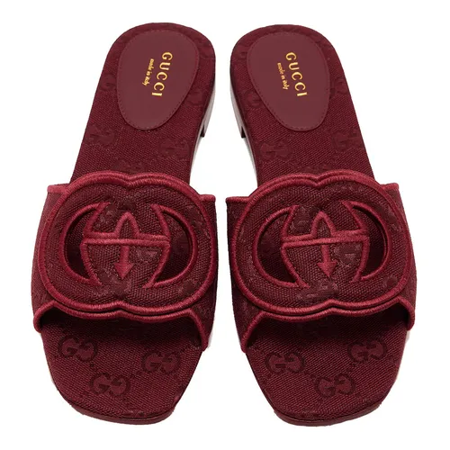 Dép Gucci Interlocking G Slide Sandals 7904479SF008549 Màu Đỏ Đô Size 36