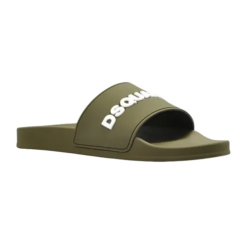 Dép Nam Dsquared2 Logo Slides FFM0023 17205013 8066 Màu Xanh Rêu Size 39