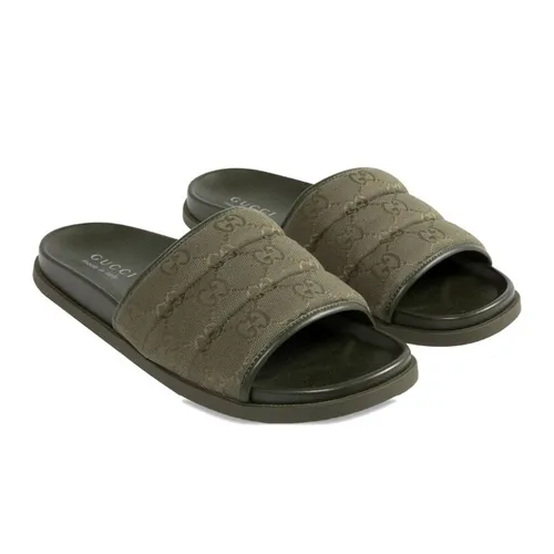 Dép Nam Gucci GG Pool Slides 838089FAD718746 Màu Xanh Rêu Size 39