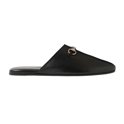 Dép Nam Gucci Horsebit Detailed Leather Slippers Màu Đen Size 39