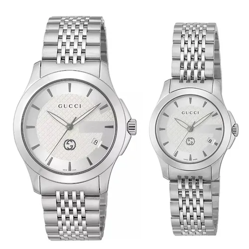 Đồng Hồ Đôi Gucci Men's Women's Watch YA1264174/YA1265028 Màu Bạc