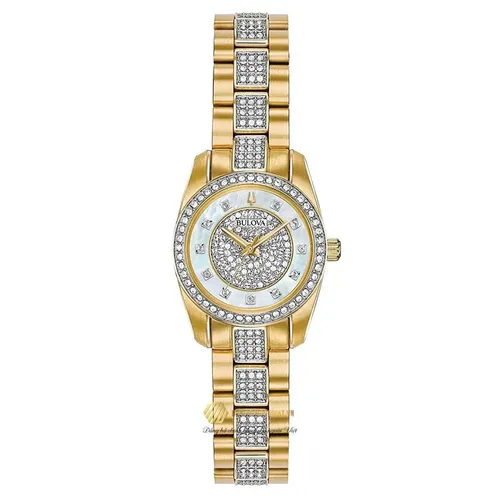 Đồng Hồ Nữ Bulova Swarovski Ladies Watch 98L241 Gold Tone Màu Vàng/ Trắng