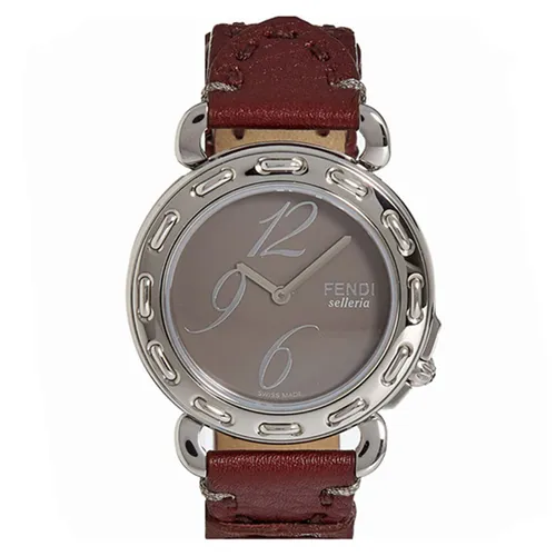 Đồng Hồ Nữ Fendi Leather Analogue Selleria Watch 36mm Màu Xám Đỏ