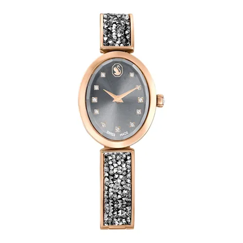 Đồng Hồ Nữ Swarovski Crystal Rock Oval Watch Swiss Made, Crystal bracelet, Gray, Rose Gold Tone Finish 5711695 Màu Xám