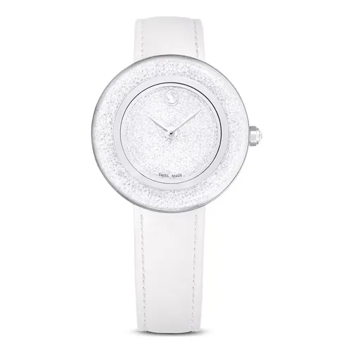 Đồng Hồ Nữ Swarovski Crystalline Lustre Watch Swiss Made, Leather Strap, White, Stainless Steel 5668887 Màu Trắng