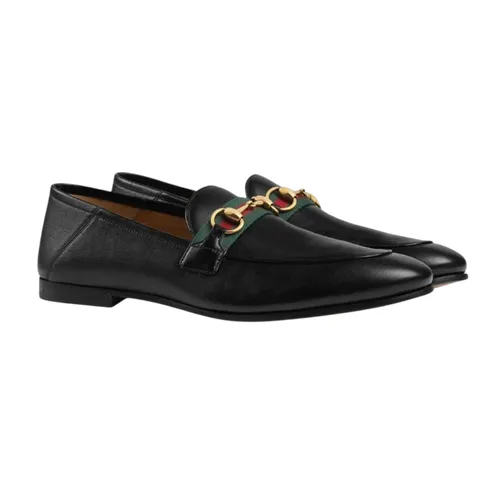 Giày Lười Nam Gucci Loafer Leather Horsebit In Black 581513 DLCC0 1078 Màu Đen Size 5