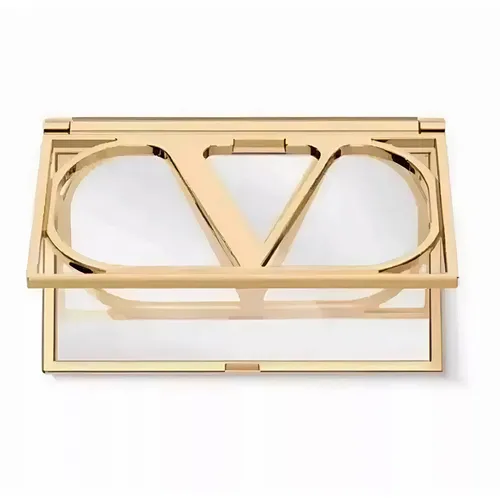 Gương Trang Điểm Valentino V Logo Gold Hand-Held Lipstick Mirror Purse Compact Travel Pocket Màu Vàng Gold