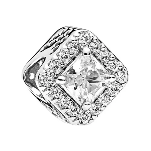 Hạt Vòng Charm Nữ Pandora Geometric Radiance 796206CZ Square Sparkle Màu Bạc Trắng