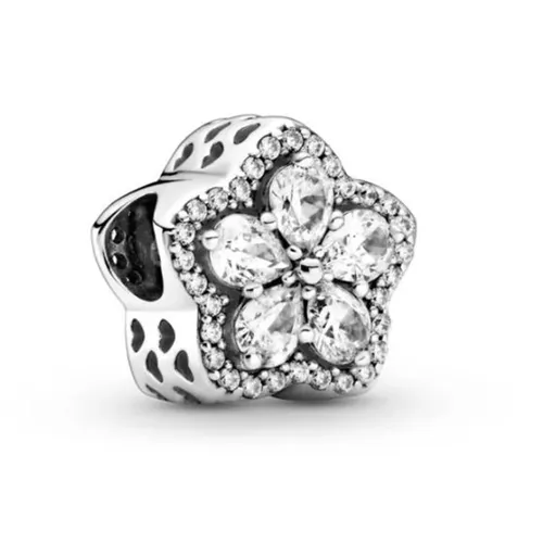 Hạt Vòng Charm Nữ Pandora Sparkling Snowflake Pavé Màu Bạc Trắng