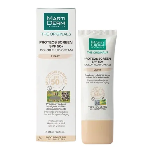 Kem Chống Nắng Phổ Rộng Làm Sáng Và Đều Màu Da Martiderm The Originals Proteos Screen SPF50+ Color Fluid Cream Light 40ml