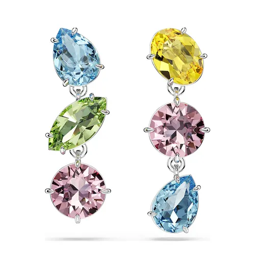 Khuyên Tai Nữ Swarovski Gema Drop Earrings Asymmetrical Design, Mixed Cuts, Multicolored, Rhodium Plated 5692406 Phối Màu