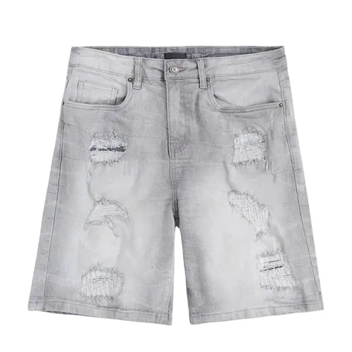 Quần Short Jean Nam Reason Grey Wash Rách RCS65M-507 Màu Xám Size 30