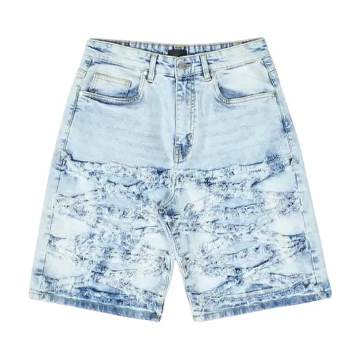 Quần Short Jean Nam Reason Light Bleu Wash Rách RSP-282 Màu Xanh Nhạt Size 30