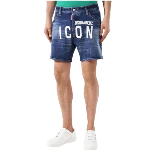 Quần Short Nam Dsquared2 Dan Commando Màu Xanh Size 44