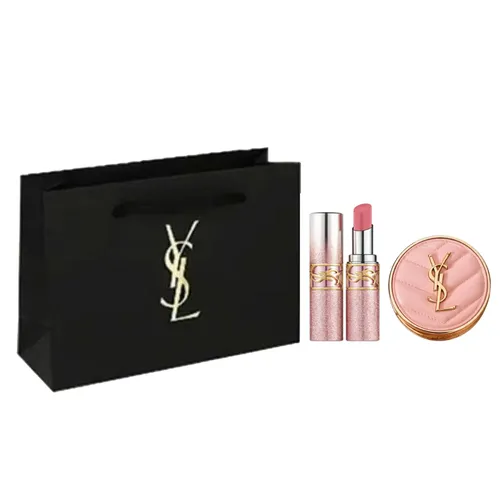 Set Cushion Yves Saint Laurent YSL Tone B10 Mini 5g + Son Loveshine Candy Glow Lip 44b + Túi Giấy